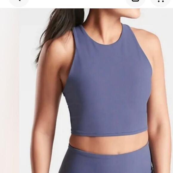 Athleta Other - ATHLETA CONSCIOUS CROP BLUE RACER BACK SPORTS BRA SIZE L